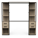 Kit dressing 2 colonnes avec penderie couleur ch�ne / noit mat - largeur 210 x profondeur 41, 5 x hauteur ...