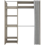 Kit dressing extensible 1 colonne 2 penderies avec rideau couleur ch�ne clair - largeur 111, 1 x profondeur ...