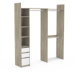 Kit dressing extensible 1 colonne 3 penderies couleur ch�ne / blanc mat - largeur 199, 7 x profondeur ...