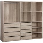 Sweeek - kit dressing modulable 3 éléments modulo, naturel, 200 x 45 x 180 cm Sweeek - kit dressing modulable 3 éléments modulo, naturel, 200 x 45 x 180 cm