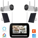 Kit cran 7? enregistreur 4mp ultra hd + 2 camras rechargeables + 2 panneaux solaire
