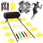 Kit entranement football : chelle 6 m, 8 cnes, parachute, corde, 5 bandes
