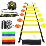 Kit d'entra�nement de football, �chelle d'agilit� de 6 m, 12 c�nes, 1 corde � sauter, 1 appareil d'entra�nemen ...