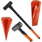 Kit fendeur de bche manuel bois - 4 outils - 2 coins  bois clateur acier forg - 1 fendeur grand manche ...
