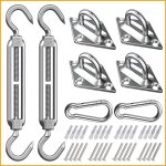 Kit fixation voile ombrage, montage toile solaire, triangle / carr� / rectangle, acier inoxydable 316 ...