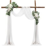 Kit de fleurs artificielles pour arche de mariage, arche de mariage blanche avec rideaux, 2 compositions ...