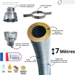 Edilinox - kit flexible isol inox diamtre 130 + collier + raccord longueur du conduit 7 mtres