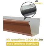 Kit goutti�re aluminium g300 de 3m avec 6 crochets �carteurs cuivre - aluhome