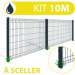 Cloture&jardin - kit grillage rigide gris anthracite 10m - jardipremium clips + - fil 4 / 5mm - 1, 73 ...
