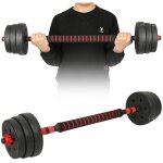 Kit haltres musculation 2 - en - 1, 20 kg, poids rglable, avec barre d?extension supplmentaire en ...