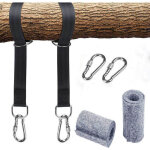 Kit de harnais de suspension pour hamac avec 2 mousquetons robustes et anneaux en d, coussin de protection ...