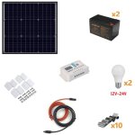 Alcapower - kit lot photovoltaque 50w kit avec panneau solaire, contrleur de charge, ampoules et accessoire ...