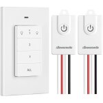 Kit d'interrupteur d'�clairage sans fil, 2 r�cepteurs + 1 �metteur mural amovible, port�e de 30m - dewenwils ...