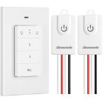 Kit d'interrupteur d'�clairage sans fil, 2 r�cepteurs + 1 �metteur mural amovible, port�e de 30m - dewenwils ...
