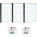 Kit interrupteur sans fil tactile prt  poser - 3 interrupteurs double allumage sans fil silencieux ...