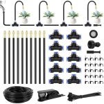 Kit d'irrigation systme de brumisation 15m avec 10 buses de brume avec joint en t, systme de refroidissement ...