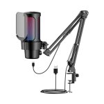 Kit de microphone usb pour ordinateur, clairage rvb, mode cardiode, bouton de sourdine et gain rapide, ...