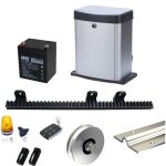 Kit de motorisation slid'up mc300 avec rails et galets pour portail coulissant 300 kg