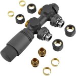 Kit multibloc pour radiateur raccordement central, robinet 50mm vannes thermostatiques universel anthracite ...