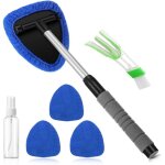 Kit de nettoyage pour vitres de voiture avec 4 tampons en microfibre, nettoyant int�rieur pour vitres ...