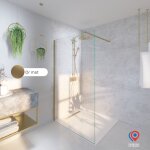 Aurys - kit paroi de douche transparente + rail or - baléares - h. 198 x l. 70 cm - fabrication française ... Aurys - kit paroi de douche transparente + rail or - baléares - h. 198 x l. 70 cm - fabrication française ...
