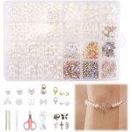 Kit perles pour bracelet adulte, kit bracelet perle de plastique rondes blanc et perles intercalaires, ...