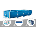Kit piscine tubulaire rectangulaire 4, 50 x 2, 20 x 0, 84 m + b�che de protection + 6 cartouches + b�ches ...