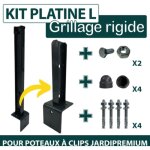 Kit platine en l poteau � clips acier gris anthracite - jardipremium