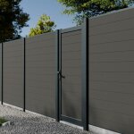 Kit portillon composite rio anthracite sur platine - hauteur : 183cm - largeur max : 120 cm - largeur ...