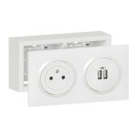 Legrand - kit prise de courant surface avec chargeur 2 usb type a dooxie 3a prcbls avec cadre saillie ...