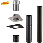 Poujoulat - kit raccordement conduit maill avec plaque finition pour poles  bois diamtre 150