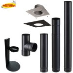 Poujoulat - kit raccordement sortie arrire conduit maill avec plaque finition pour poles  granuls ...