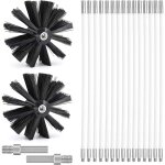 Kit de ramonage, brosse de nettoyage de chemin�e avec 15 tiges et 2 t�tes de brosse, kit de ramonage, ...