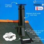 Poujoulat - kit sortie de toit isol therminox diamtre 150 pente 15  30 degrs couleur noir