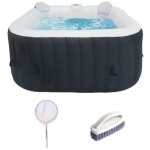 Kit tout inclus spa et accessoires : spa gonflable carr 4 places avec 2 appuis tetes, filtre, puisette, ...