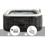 Kit spa gonflable intex purespa ardoise carr� bulles 4 places + kit d'entretien + porte - verre