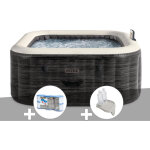 Kit spa gonflable intex purespa ardoise carr� bulles 6 places + 6 filtres + porte - verre