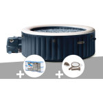 Kit spa gonflable intex purespa blue navy rond bulles 4 places + 6 filtres + kit d'entretien