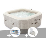 Kit spa gonflable intex purespa chevron carr� bulles 4 places + 6 filtres + porte - verre