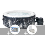 Kit spa gonflable intex purespa galaxie rond bulles avec led 4 places + 6 filtres + porte - verre