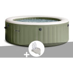 Kit spa gonflable intex purespa olive rond bulles 4 places + porte - verre