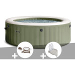 Kit spa gonflable intex purespa olive rond bulles 6 places + kit d'entretien + porte - verre