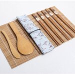 Kit sushi, kit sushi 10pcs, kit pr�paration sushi 2 tapis bambou, 1 riz paddle, 1 riz �pandeur, 5 paires ...