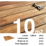 Planches de terrasse bois exotique jatoba pour 10 m� ? longueur 1, 55 m