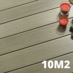 Kit terrasse composite navia 10m� - gris clair - 31 lames de terrasse (220 x 14. 5 x 2. 2 cm) - fixation ...