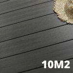 Kit terrasse composite navia 10m� - gris fonc� - 31 lames de terrasse (220 x 14. 5 x 2. 2 cm) - fixation ...