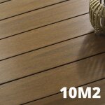 Kit terrasse composite navia 10m� - teck - 31 lames de terrasse (220 x 14. 5 x 2. 2 cm) - fixation par ...