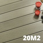 Kit terrasse composite navia 20m� - gris clair - 61 lames de terrasse (220 x 14. 5 x 2. 2 cm) - fixation ...