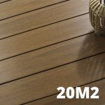 Kit terrasse composite navia 20m� - teck - 61 lames de terrasse (220 x 14. 5 x 2. 2 cm) - fixation par ...