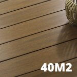 Kit terrasse composite navia 40m� - teck - 122 lames de terrasse (220 x 14. 5 x 2. 2 cm) - fixation par ...